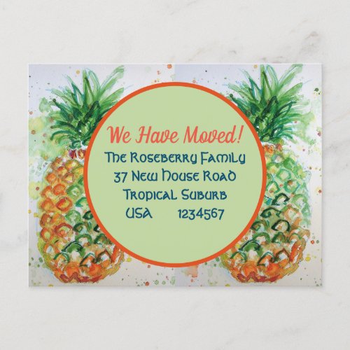Pineapple Tropical New Address We Have Moved Postcard
