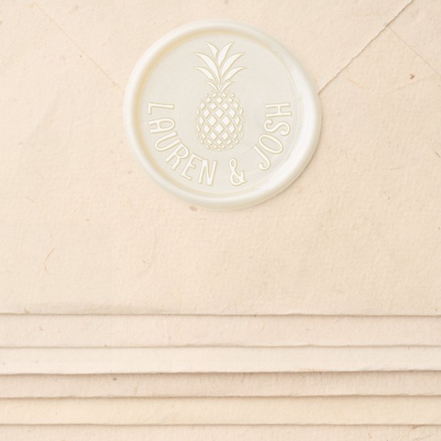 Pineapple Tropical Personalized Monogram Wax Seal Sticker (Front)