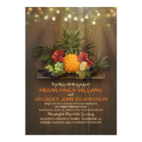 Pineapple Tropical String Lights Beach Wedding Card
