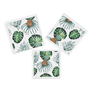 Pineapple Tropical Watercolor Jungle Palm Pattern Acrylic Tray