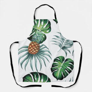 Pineapple Tropical Watercolor Jungle Palm Pattern Apron