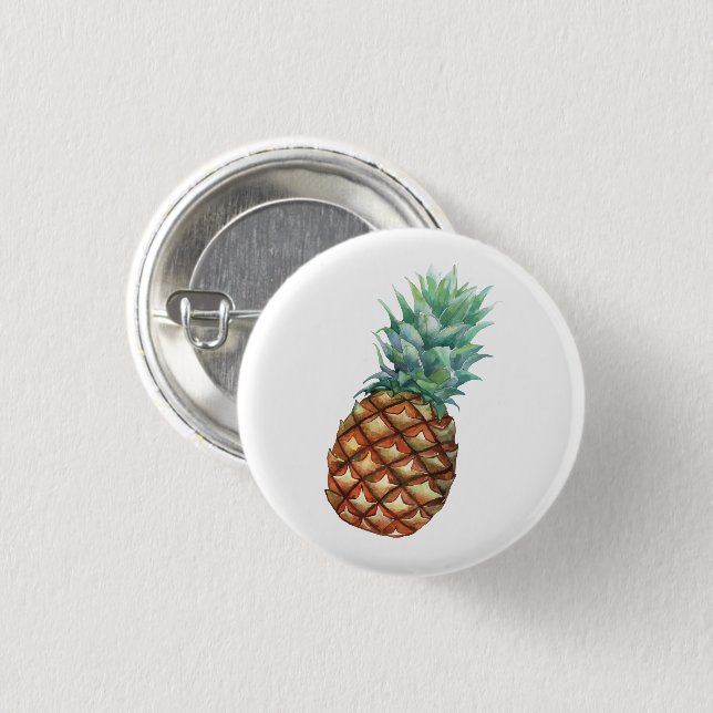 Pineapple Tropical Watercolor Jungle Palm Pattern Button (Front & Back)