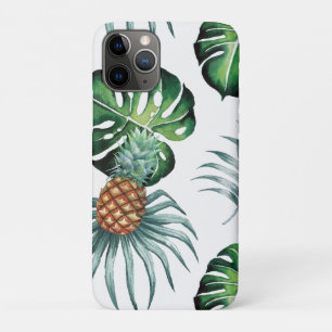 Pineapple Tropical Watercolor Jungle Palm Pattern iPhone 11 Pro Case