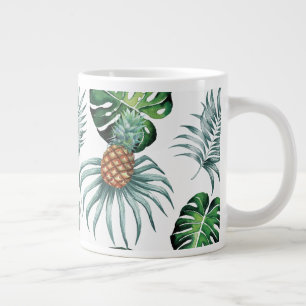 Pineapple Tropical Watercolor Jungle Palm Pattern Giant Coffee Mug