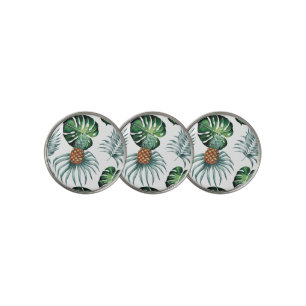 Pineapple Tropical Watercolor Jungle Palm Pattern Golf Ball Marker