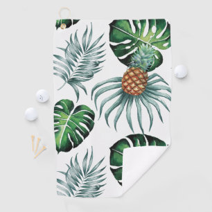 Pineapple Tropical Watercolor Jungle Palm Pattern Golf Towel