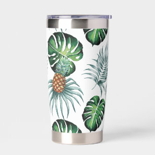 Pineapple Tropical Watercolor Jungle Palm Pattern Insulated Tumbler
