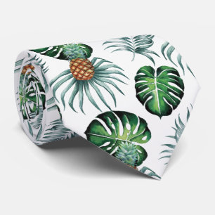 Pineapple Tropical Watercolor Jungle Palm Pattern Neck Tie