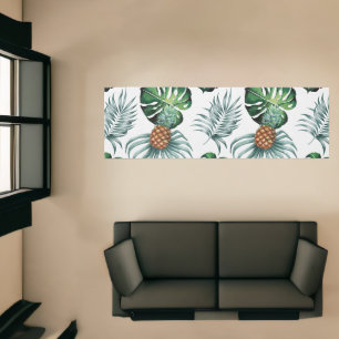 Pineapple Tropical Watercolor Jungle Palm Pattern Runner