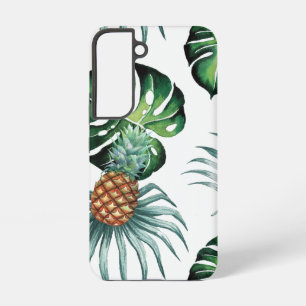 Pineapple Tropical Watercolor Jungle Palm Pattern Samsung Galaxy S22 Case