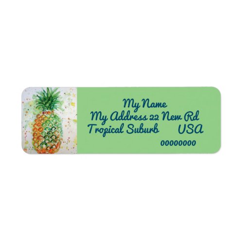 Pineapple Tropical Watercolor Return Address Label