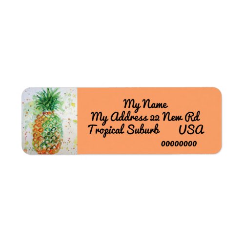 Pineapple Tropical Watercolor Return Address Label