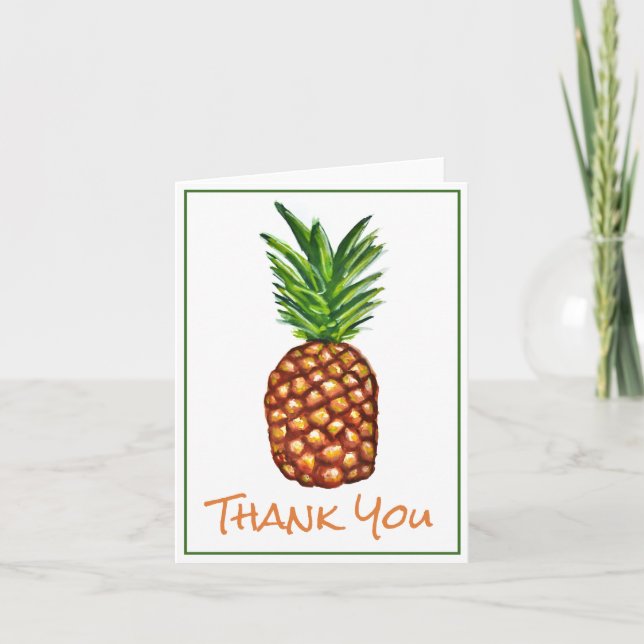 Pineapple Tropical Watercolor Thank You Card (Front)