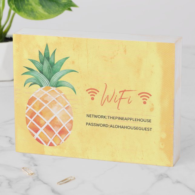 Pineapple Tropical Yellow WIFI Password Sign (In Situ Horizontal)