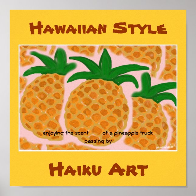 PINEAPPLE TRUCK HAWAIIAN STYLE HAIKU ART PRINT (Front)