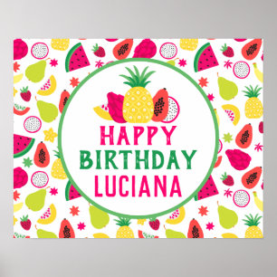 Pineapple Tutti Frutti Fruit Birthday Party Poster