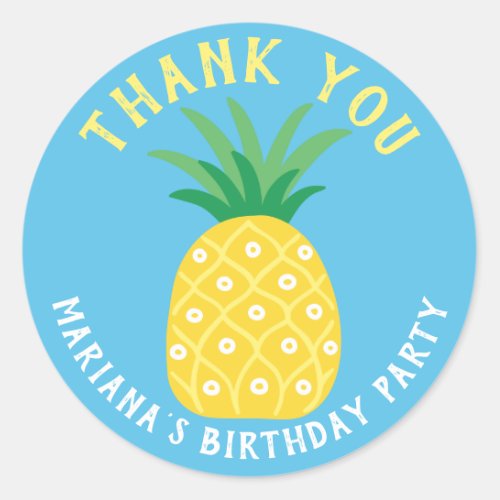 Pineapple Tutti Frutti Fruit Thank You Classic Round Sticker
