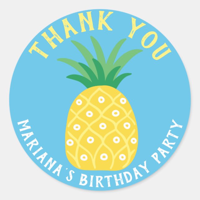 Pineapple Tutti Frutti Fruit Thank You Classic Round Sticker (Front)