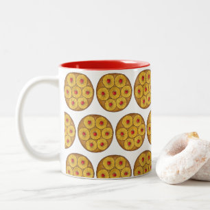 Pineapple Upside Down Cake Cherries Baking Dessert Two-Tone Coffee Mug