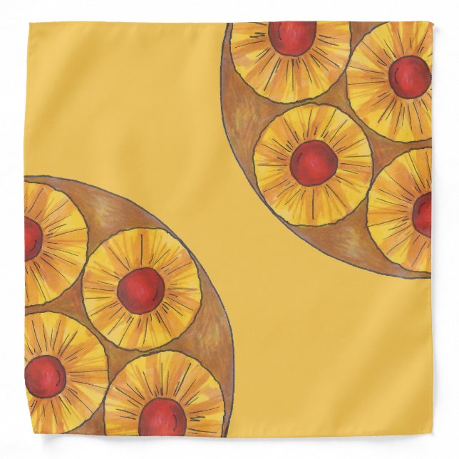 Pineapple Upside Down Cake Cherry Foodie Bakery Bandana (Front)