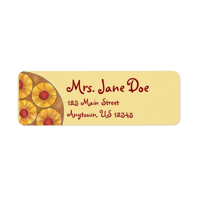 Pineapple Upside Down Cake Cherry Foodie Labels (Front)