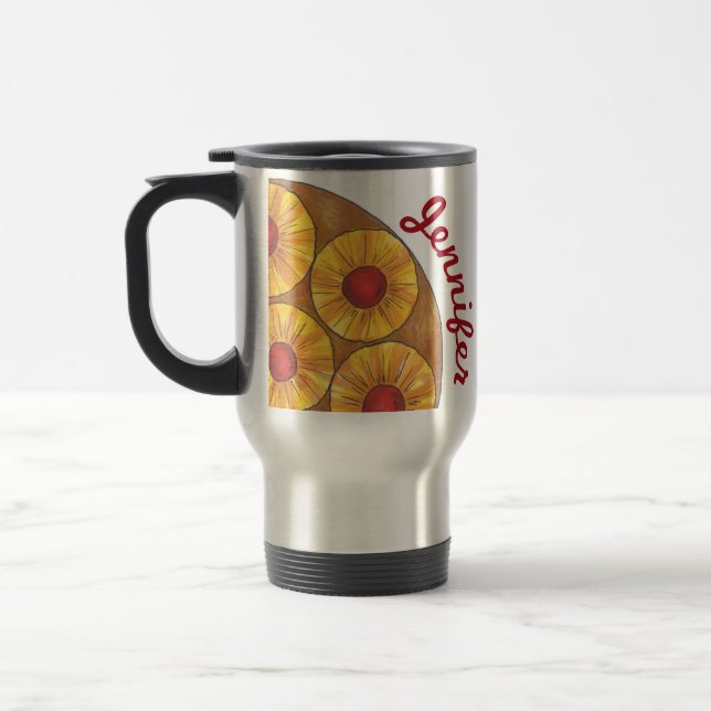Pineapple Upside Down Cake Personalized Foodie Travel Mug (Left)