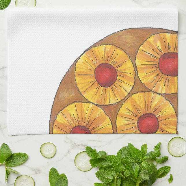 Pineapple Upside Down Cherries Dessert Cake Baking Towel (Folded)