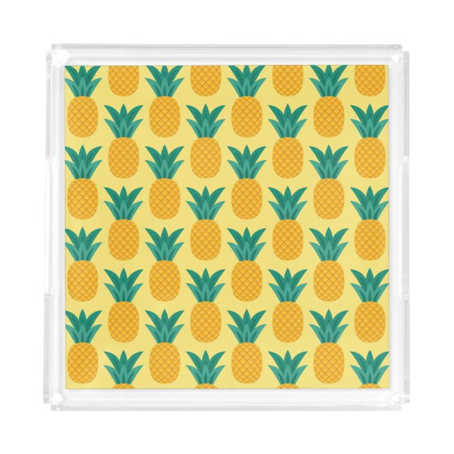 Pineapple Vintage: Fruitful Pattern Delight. Acrylic Tray (Front)