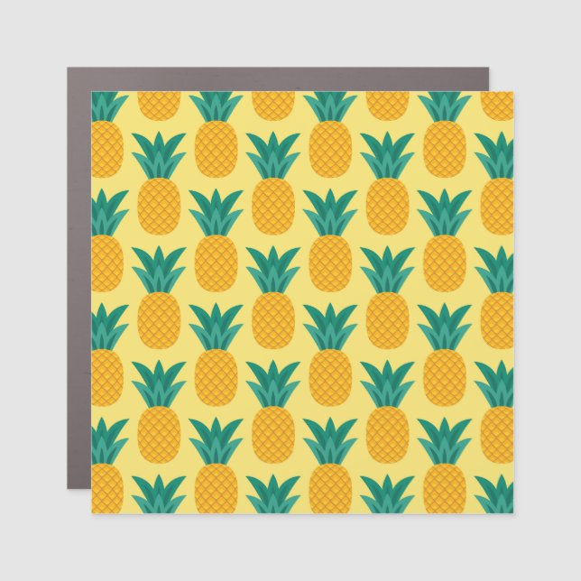 Pineapple Vintage: Fruitful Pattern Delight. Car Magnet (Front)