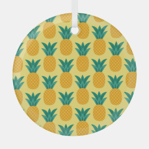 Pineapple Vintage: Fruitful Pattern Delight. Glass Ornament