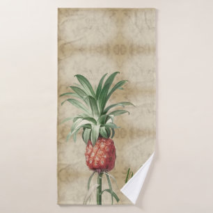 Pineapple Vintage Tropical Elegant Monogram Bath Towel Set