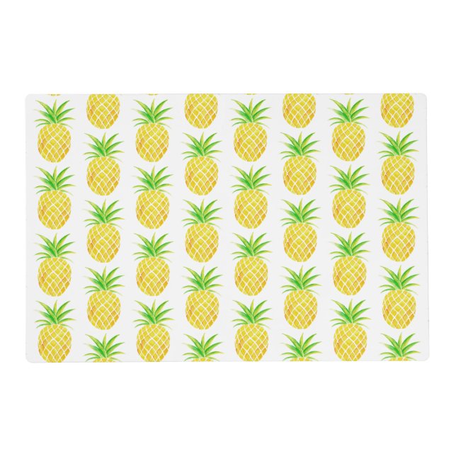 Pineapple Watercolor Aloha Tropical Placemat (Front)