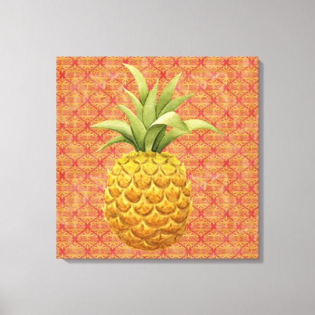 Pineapple Watercolor Bold Wrapped Canvas Print (Front)