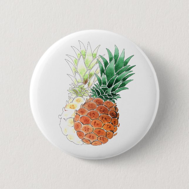 Pineapple, watercolor . button (Front)