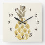 Pineapple Watercolor Country Rustic Stencil Square Wall Clock