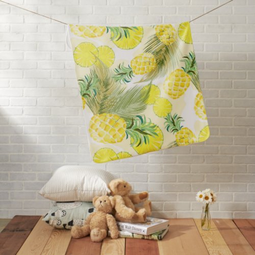 Pineapple Watercolor Fresh Summer Pattern Baby Blanket