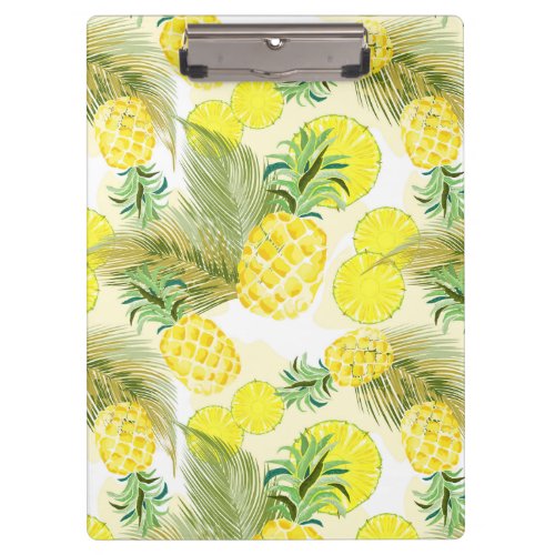 Pineapple Watercolor Fresh Summer Pattern Clipboard