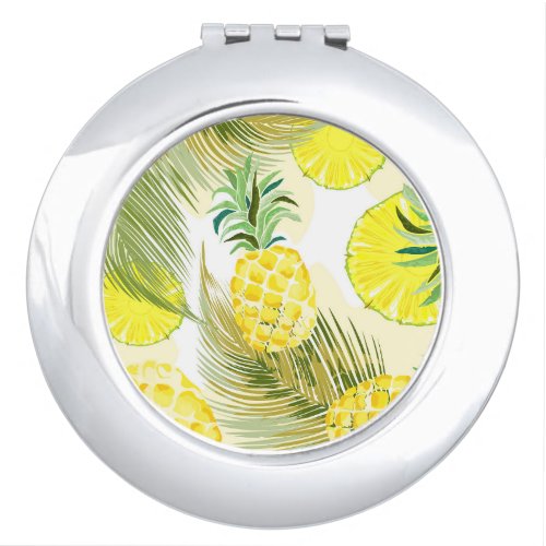 Pineapple Watercolor Fresh Summer Pattern Compact Mirror