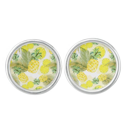 Pineapple Watercolor Fresh Summer Pattern Cufflinks