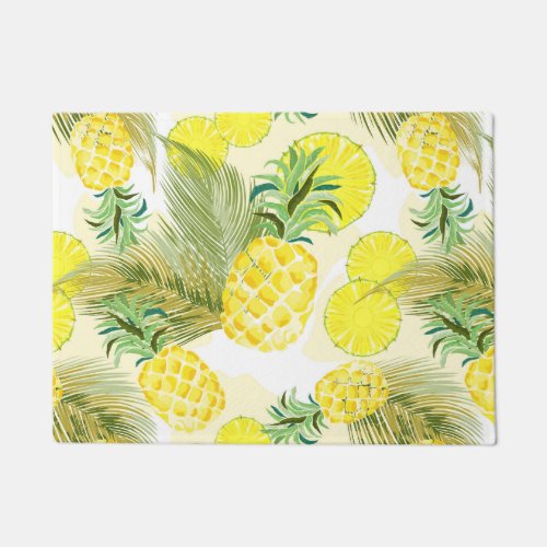 Pineapple Watercolor Fresh Summer Pattern Doormat