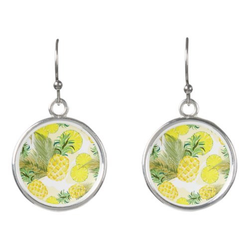 Pineapple Watercolor Fresh Summer Pattern Earrings