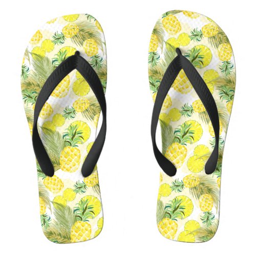 Pineapple Watercolor Fresh Summer Pattern Flip Flops