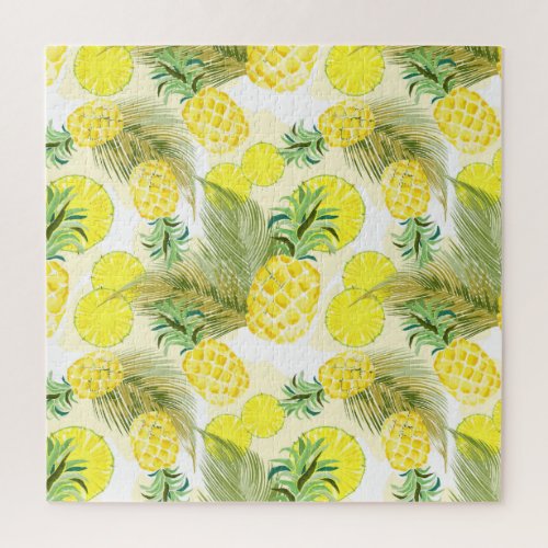 Pineapple Watercolor Fresh Summer Pattern Jigsaw Puzzle