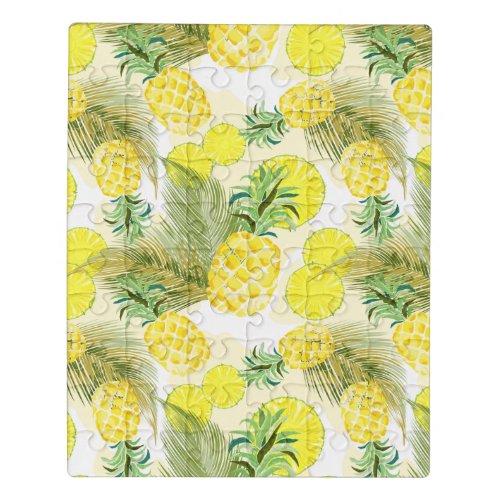 Pineapple Watercolor Fresh Summer Pattern Jigsaw Puzzle