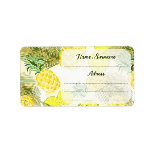 Pineapple Watercolor Fresh Summer Pattern Label