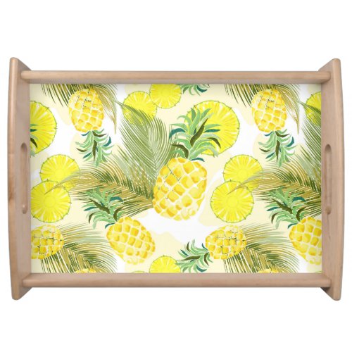 Pineapple Watercolor Fresh Summer Pattern Serving Tray