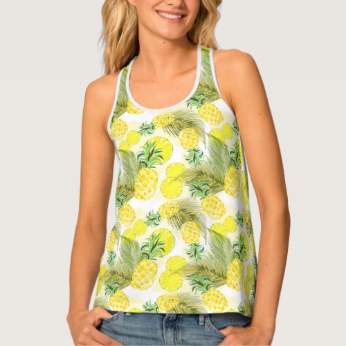 Pineapple Watercolor Fresh Summer Pattern Tank Top