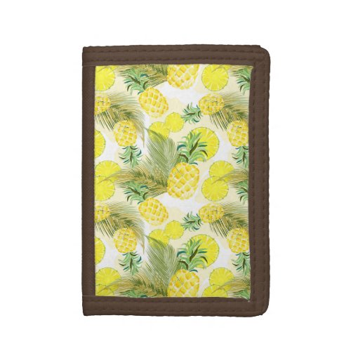 Pineapple Watercolor Fresh Summer Pattern Trifold Wallet