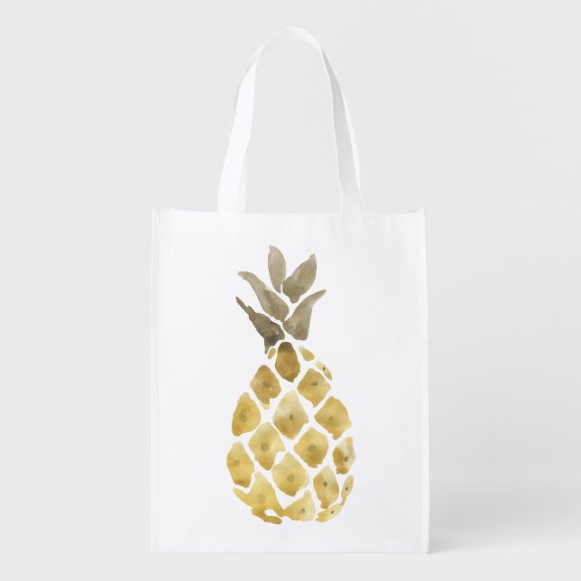 Pineapple Watercolor Grocery Bag (Front)