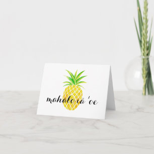 Pineapple Watercolor Hawaiian mahalo iā ʻoe thanks Letterpress Thank You Card